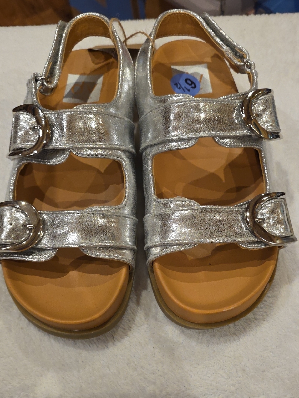 Dolce Vita Metallic Silver Buckle Sandals